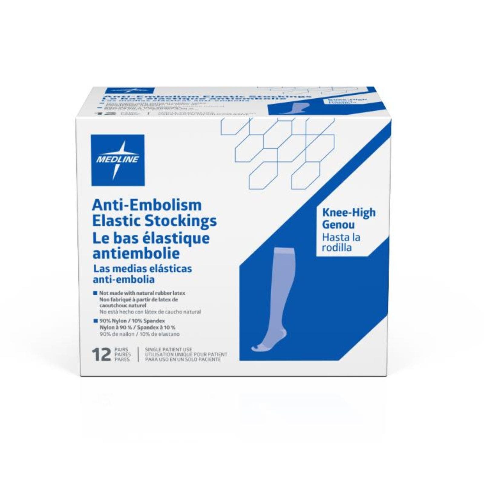 Stockings Compression Anti-Anti-Embolism Knee Medline Spandex Size Medium Regular 1 Pair